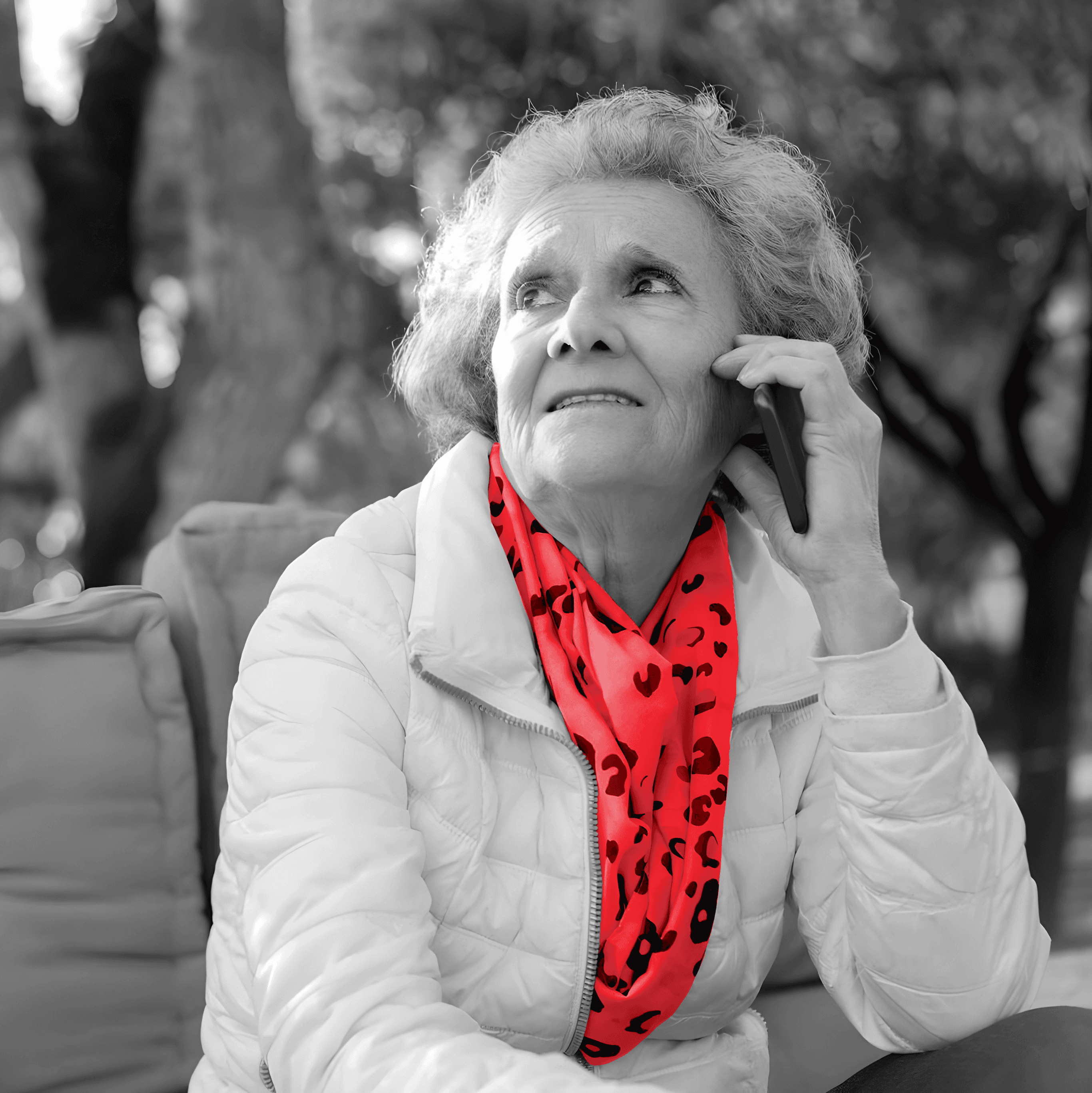 Senior using mobile phone